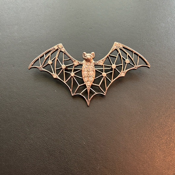 Sterling Silver Bat Pin with Rhinestones - Picture 2 of 6